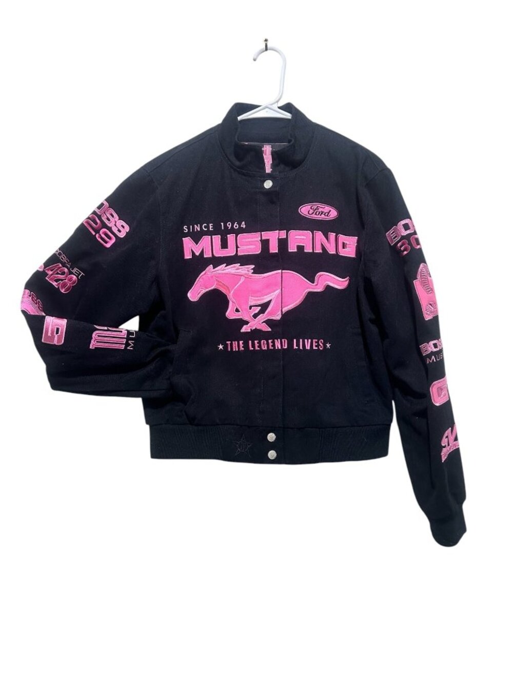 JH Design Ford Mustang Racing Jacket Womens Medium Embroidered Heavy Canvas Y2K - Picture 15 of 16
